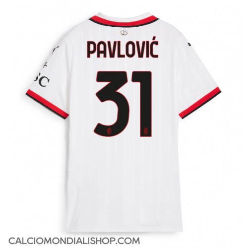 Maglie da calcio AC Milan Strahinja Pavlovic #31 Seconda Maglia Femminile 2024-25 Manica Corta